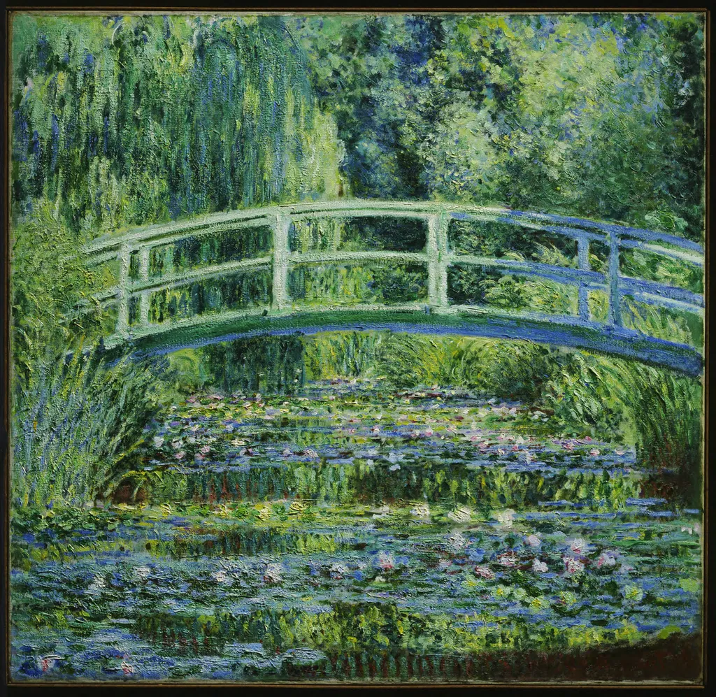 painting Water Lilies and Japanese Bridge, by Claude Monet
